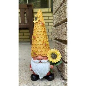 New 12.3''Garden Gnomes Outdoor Statues for Garden Decor with Solar Bee Lights